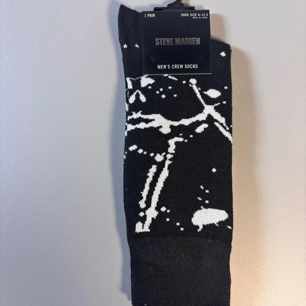 Steve Madden Mens Crew Socks 6 Pack Novelty Patterns Shoe‎ Size 6-12.5